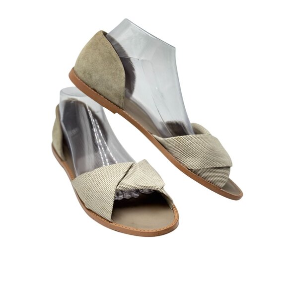 Vince Womens Sz 39 Beige Suede Canvas Crisscross Flat Sandals Summer Comfortable - Picture 4 of 13